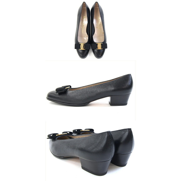 Salvatore Ferragamo Vara Black Pumps Ribbon - Picture 1 of 8